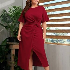Red plus size dress never worn with zipper